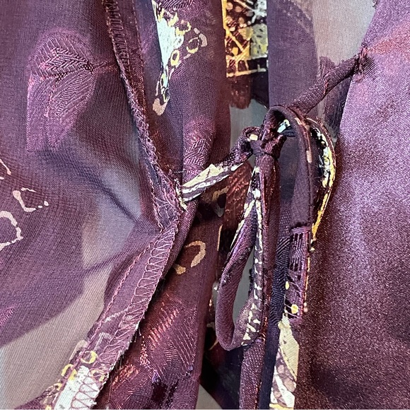 California Dynasty Vintage Kimono Robe Maroon Gold - Picture 6 of 7